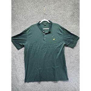 Amen Corner Master's Golf Shirt‎ Men's XXL Green Striped 100% Pima Cotton 60's